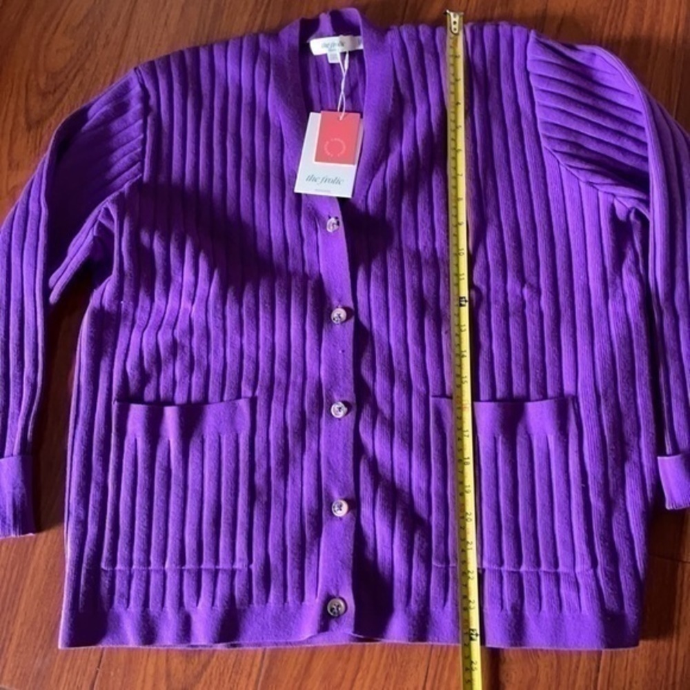 NWT The Frolic Maternity soft ribbed cardigan in purple set coord size 6 US - Picture 5 of 13